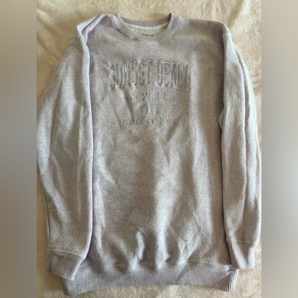 Purple Sunset Beach Sweatshirt Crewneck Sweater 2XL